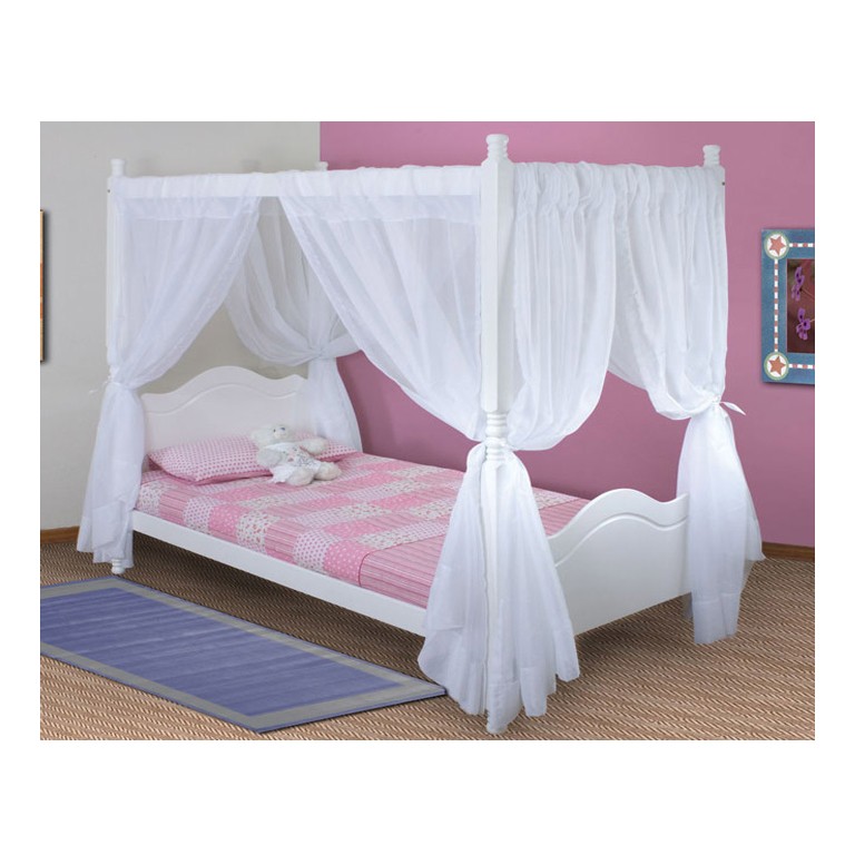 Princess 4 Poster Bed White Free, 4 Poster Queen Bed