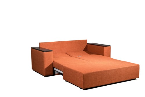 Moxi Double Sleeper Couch - Wooden Armrest (Grounded Terracotta)