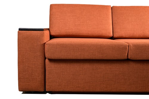 Moxi Double Sleeper Couch - Wooden Armrest (Grounded Terracotta)