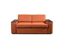 Moxi Double Sleeper Couch - Wooden Armrest (Grounded Terracotta)