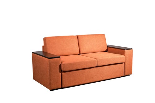 Moxi Double Sleeper Couch - Wooden Armrest (Grounded Terracotta)