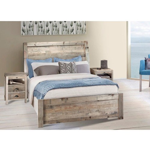 Antigua Bed With Caribbean Pedestals, Driftwood Headboard Super King